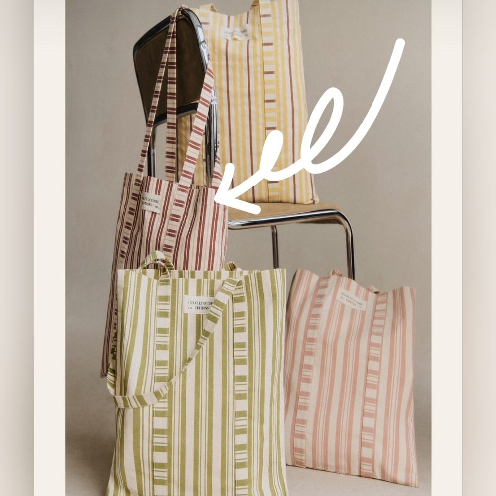 Sezane Striped Tote Bag In Burgundy